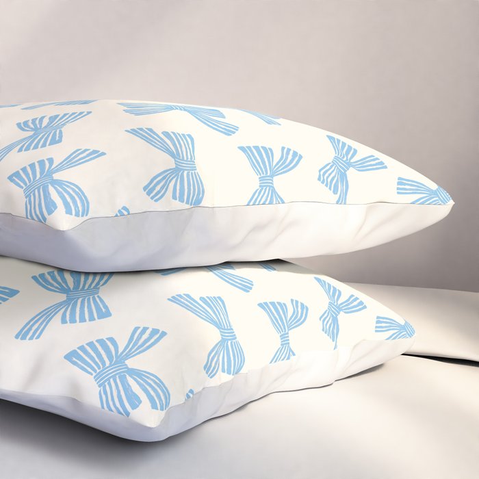 Blue Stripe Bow Ribbon  Pillow Sham Gallery Image 3