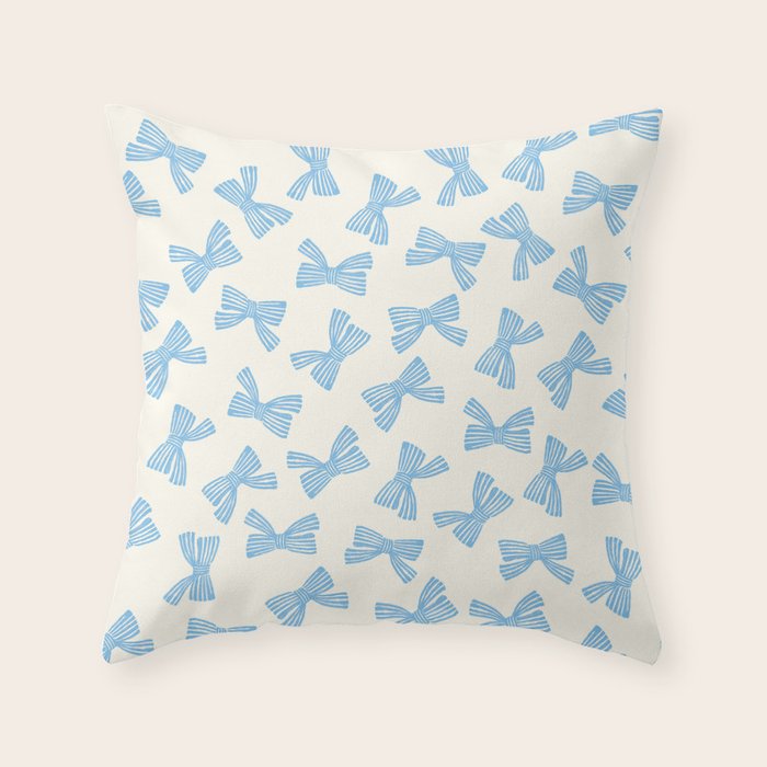Blue Stripe Bow Ribbon  Throw Pillow Gallery Image 6