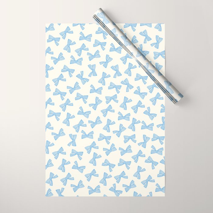 Blue Stripe Bow Ribbon  Wrapping Paper Gallery Image 1