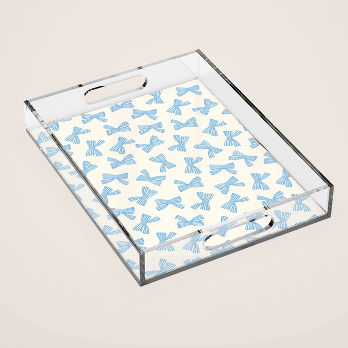 Blue Stripe Bow Ribbon  Acrylic Tray Gallery Image 1