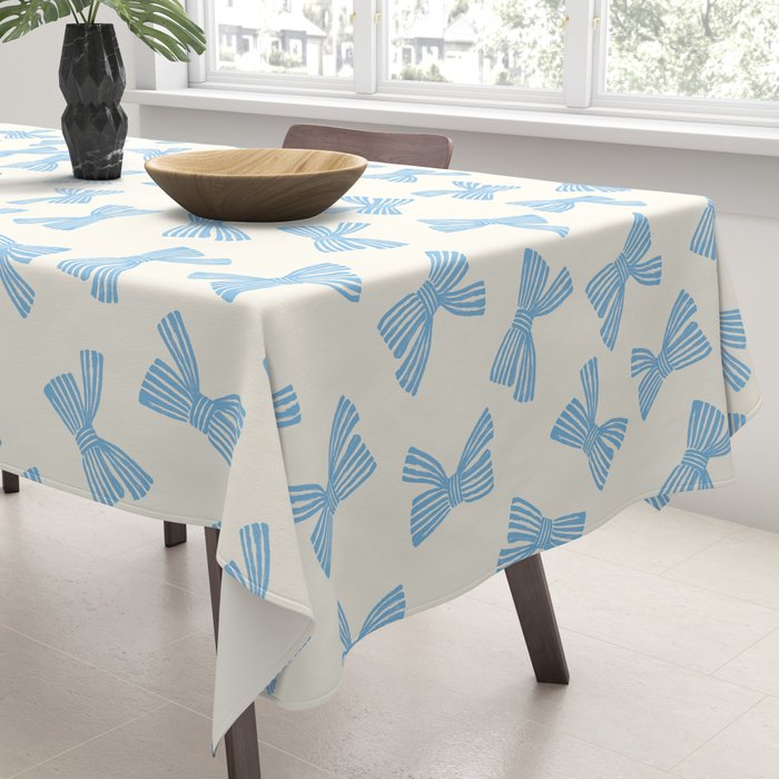 Blue Stripe Bow Ribbon  Tablecloth Gallery Image 3