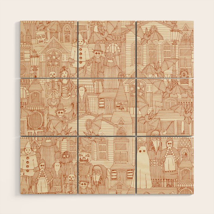 vintage halloween rust ivory Wood Wall Art Gallery Image 1
