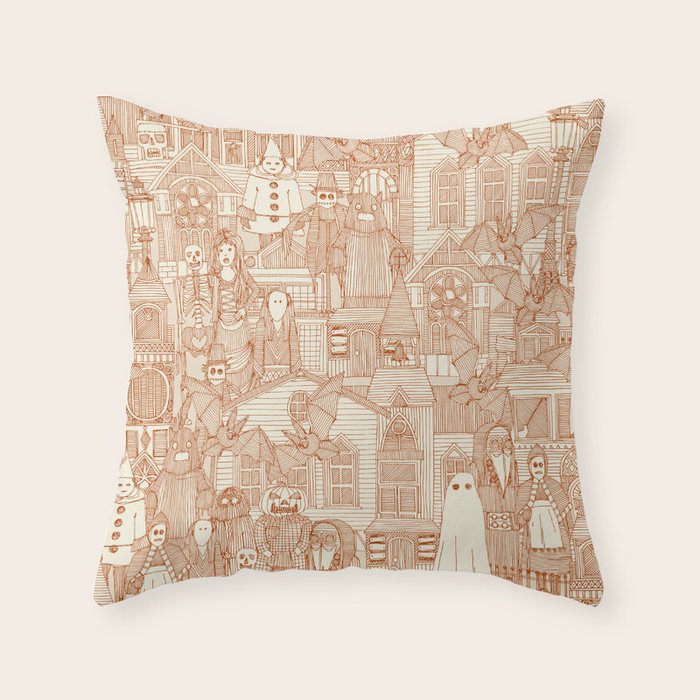 vintage halloween rust ivory Throw Pillow Gallery Image 6