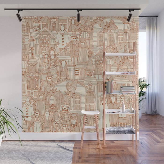 vintage halloween rust ivory Wall Mural Gallery Image 1