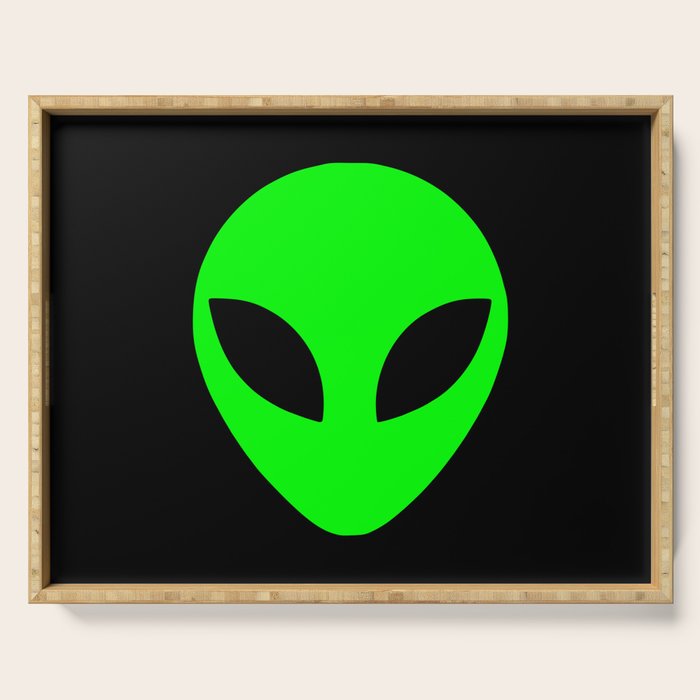 Black and Green Alien Head Shape Serving Tray Gallery Image 1