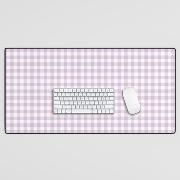 Lilac Plaid Gingham Print Desk Mat Gallery Image 1