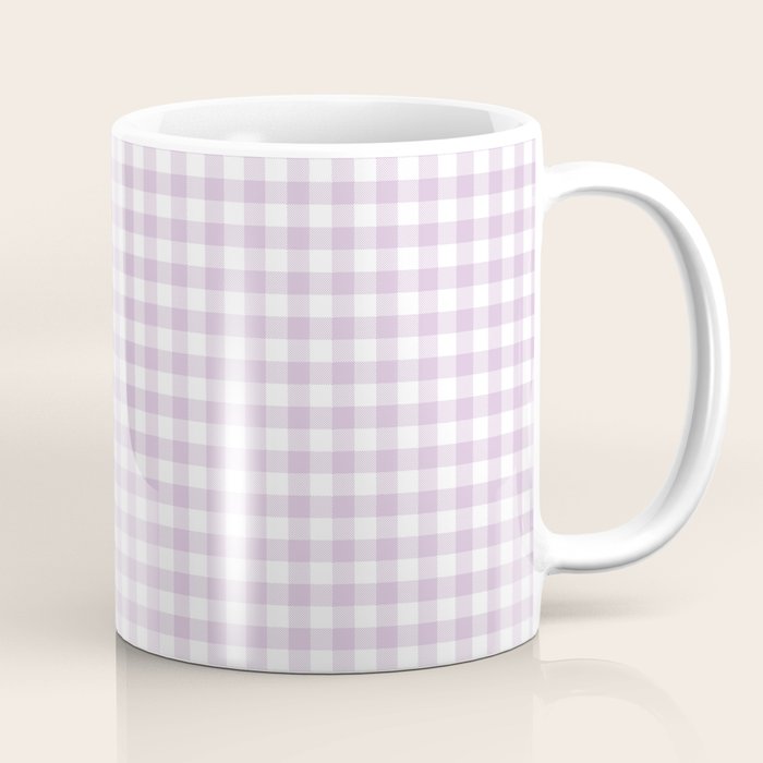 Lilac Plaid Gingham Print Coffee Mug Gallery Image 1