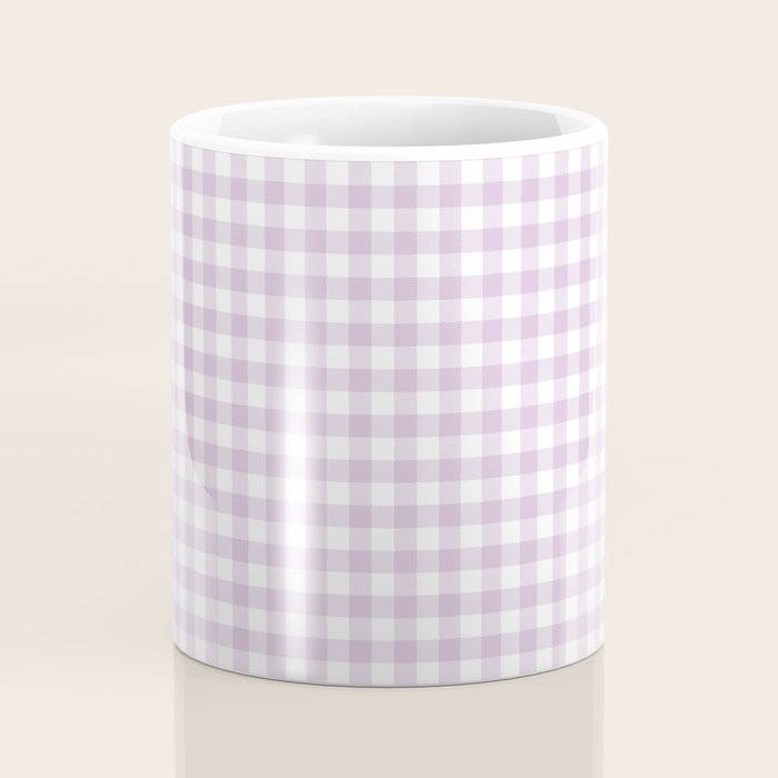 Lilac Plaid Gingham Print Coffee Mug Gallery Image 4