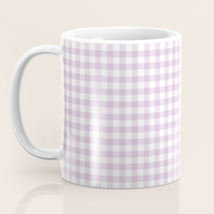 Lilac Plaid Gingham Print Coffee Mug Gallery Image 3