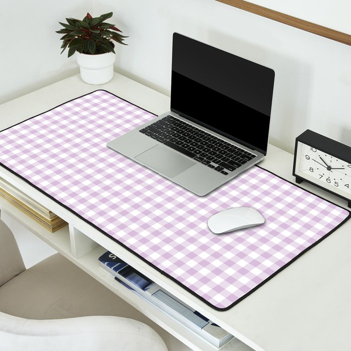 Lilac Plaid Gingham Print Desk Mat Gallery Image 2