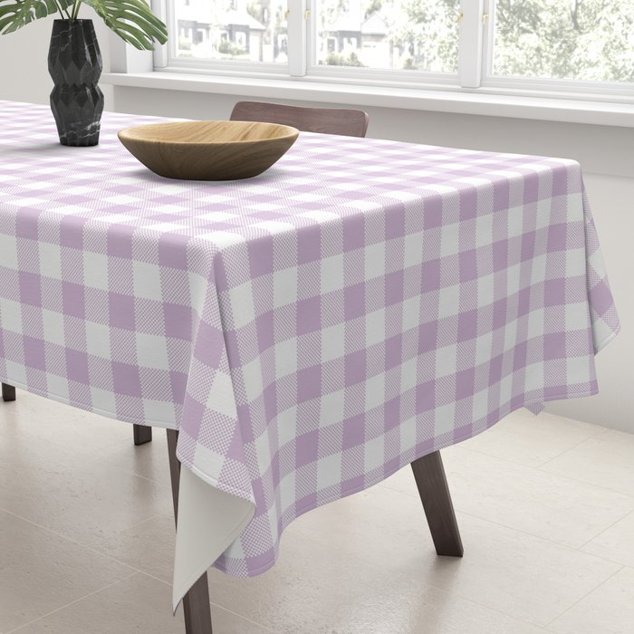 Lilac Plaid Gingham Print Tablecloth Gallery Image 3