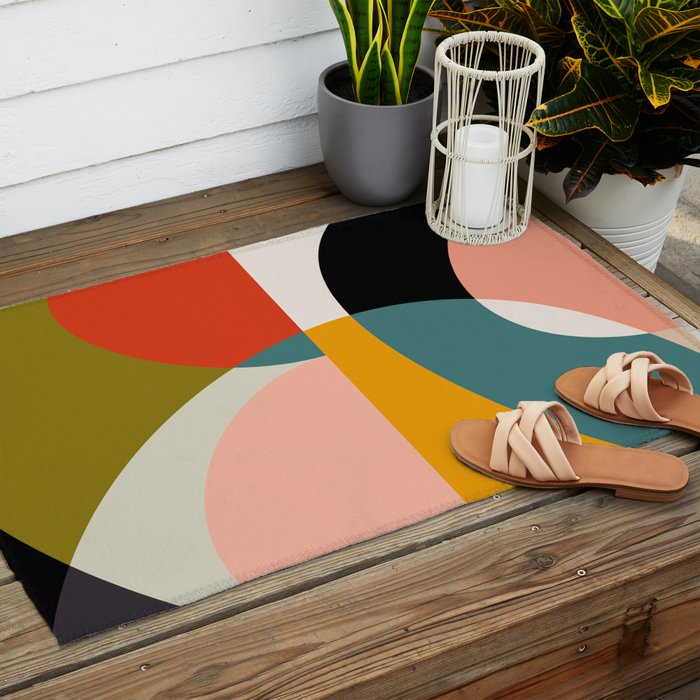 geometry shapes 3 Outdoor Rug Gallery Image 2