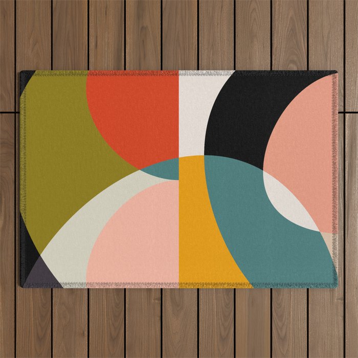 geometry shapes 3 Outdoor Rug Gallery Image 1