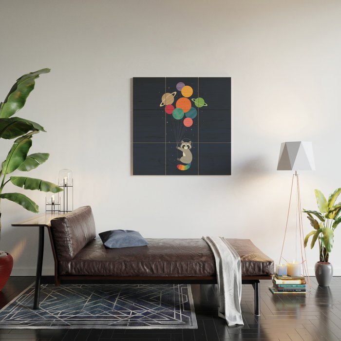 Space Raccoon Wood Wall Art Gallery Image 2