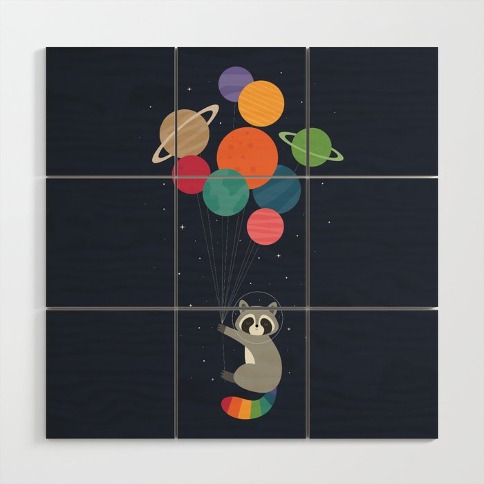 Space Raccoon Wood Wall Art Gallery Image 1