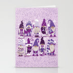 Let it gnome // monochromatic violet little Santa's helpers preparing for Christmas Stationery Card Gallery Image 2