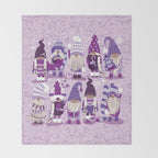 Let it gnome // monochromatic violet little Santa's helpers preparing for Christmas Throw Blanket Gallery Image 2