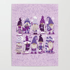 Let it gnome // monochromatic violet little Santa's helpers preparing for Christmas Poster Gallery Image 4