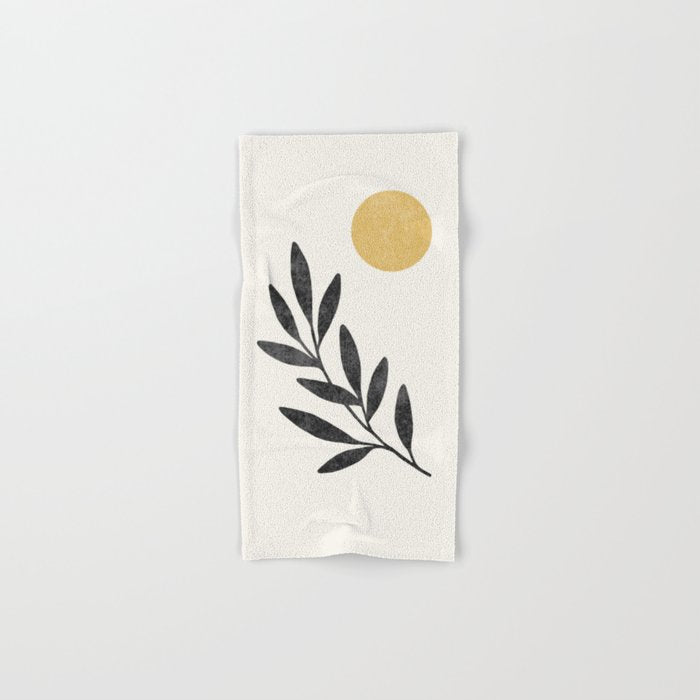 Leaf Sun 1 - Gold Black Bath Towel Gallery Image 1
