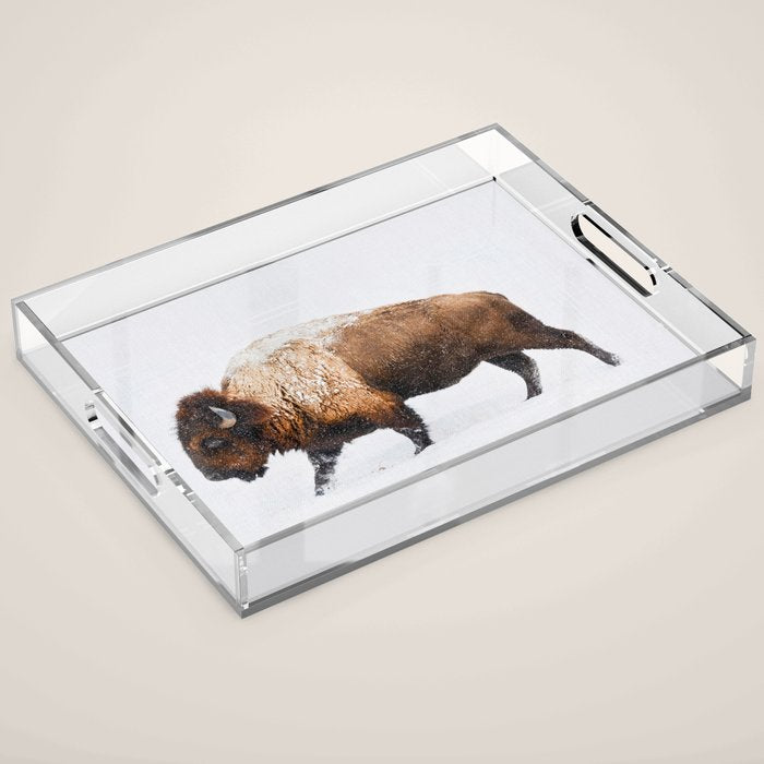 Buffalo In The Snow Acrylic Tray Gallery Image 1
