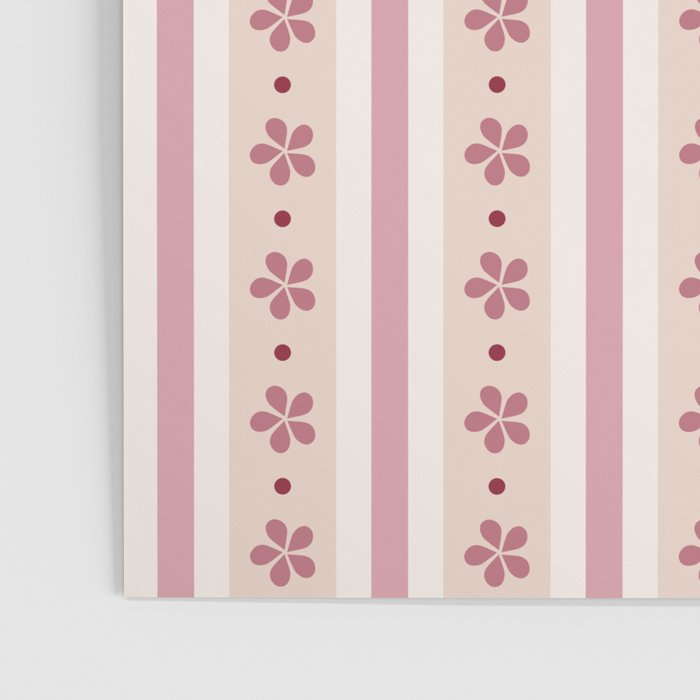 Pink Stripes And Flowers Poster Gallery Image 3