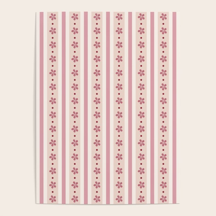 Pink Stripes And Flowers Poster Gallery Image 4