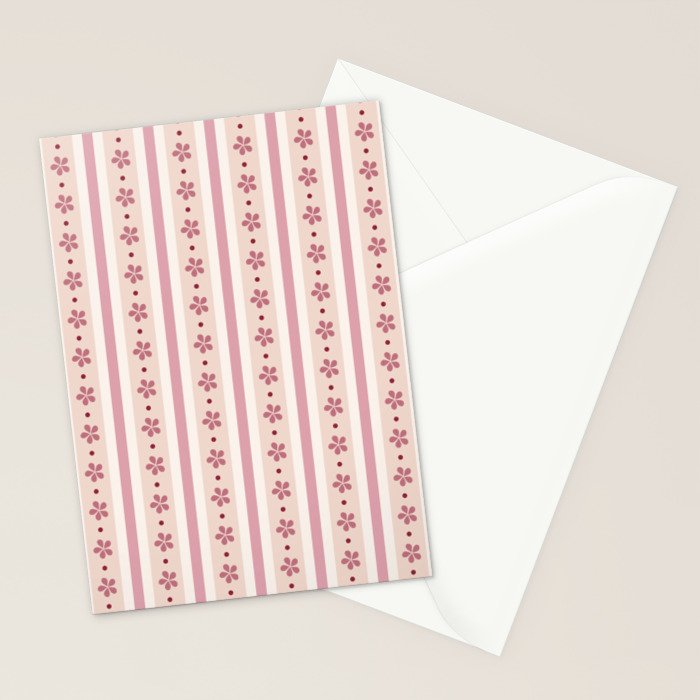 Pink Stripes And Flowers Stationery Card Gallery Image 2