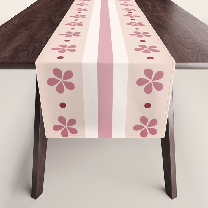 Pink Stripes And Flowers Table Runner Gallery Image 1
