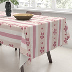 Pink Stripes And Flowers Tablecloth Gallery Image 3
