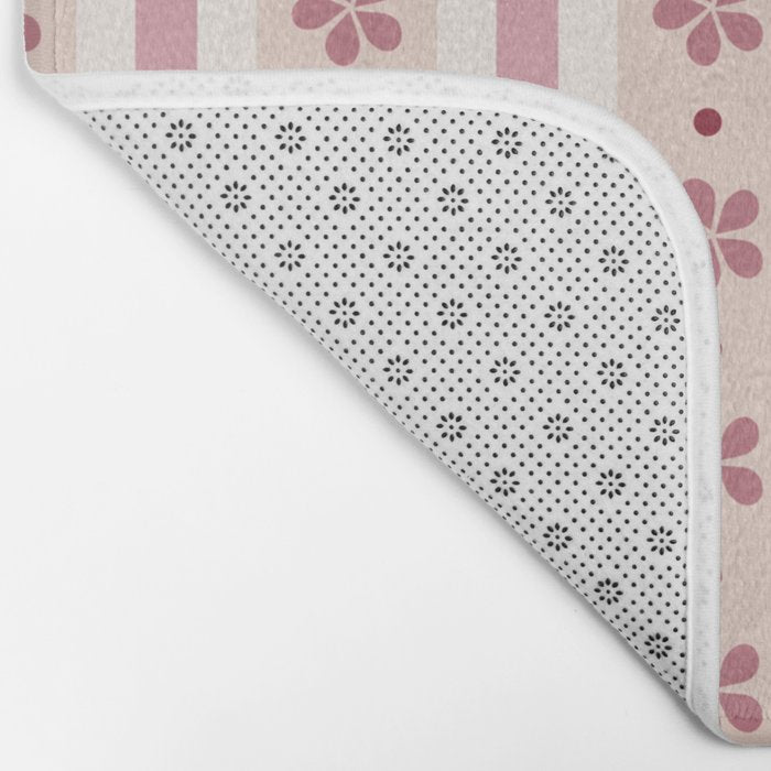 Pink Stripes And Flowers Bath Mat Gallery Image 2