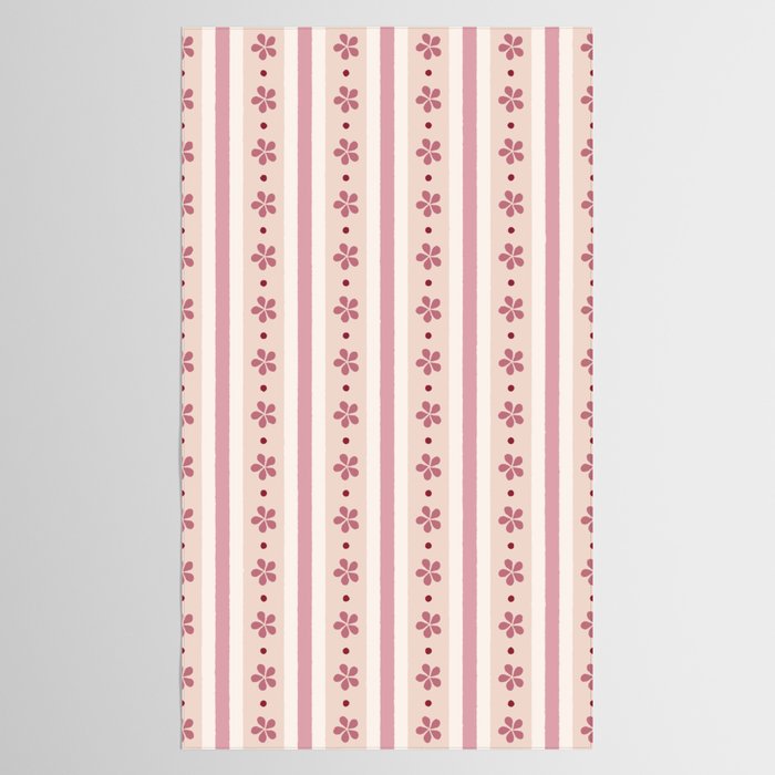 Pink Stripes And Flowers Tablecloth Gallery Image 2