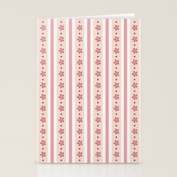 Pink Stripes And Flowers Stationery Card Gallery Image 1