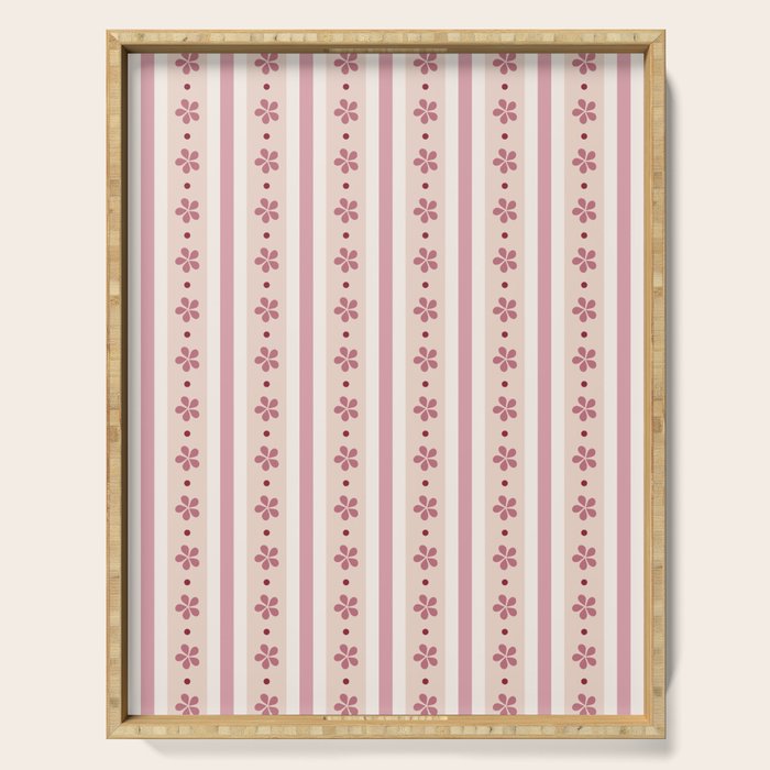 Pink Stripes And Flowers Serving Tray Gallery Image 1