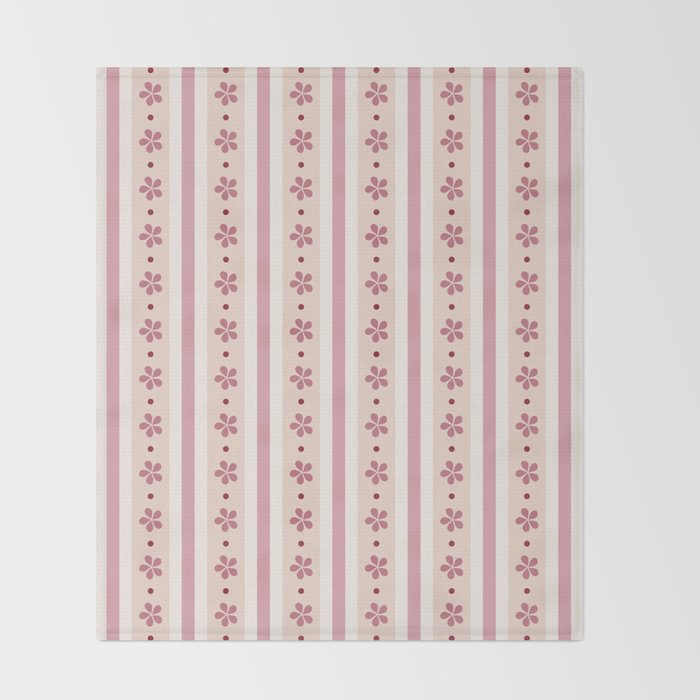 Pink Stripes And Flowers Throw Blanket Gallery Image 2