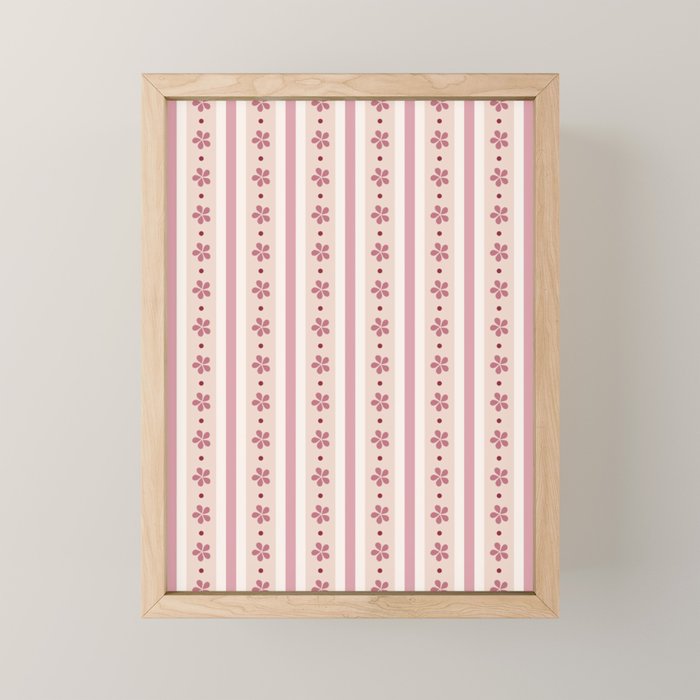 Pink Stripes And Flowers Mini Art Print Gallery Image 1