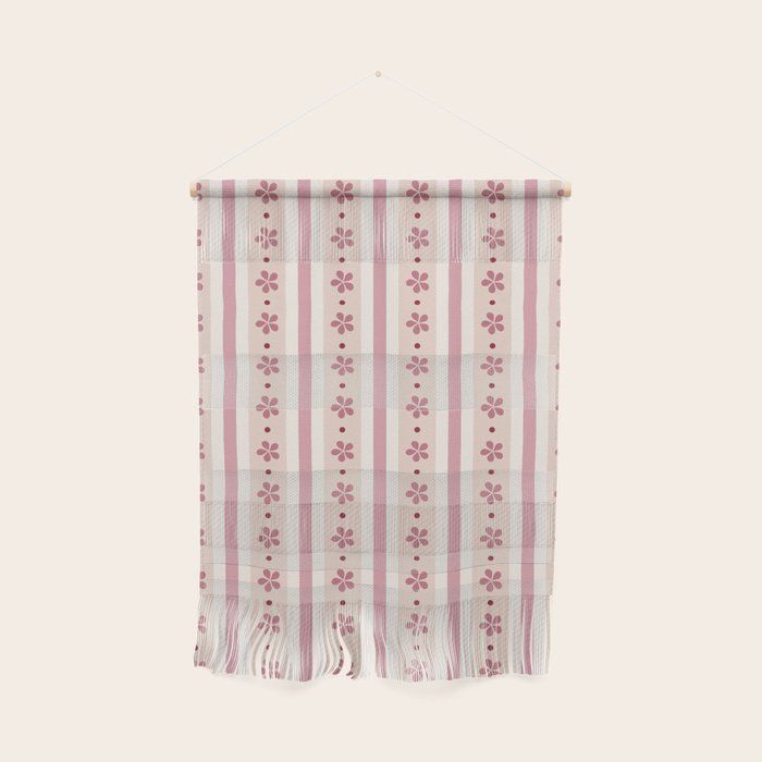 Pink Stripes And Flowers Wall Hanging Gallery Image 1