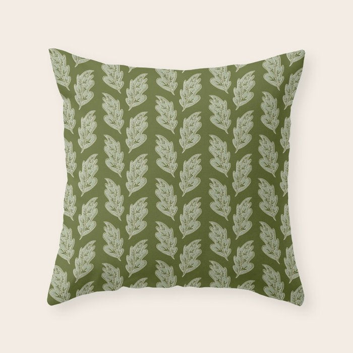 Green Leaf Throw Pillow Gallery Image 1