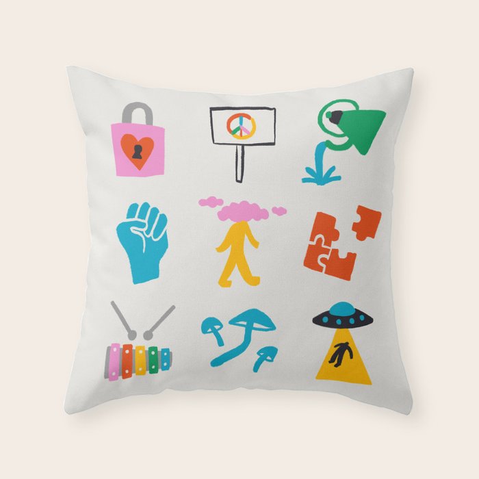 Aquarius Emoji Throw Pillow Gallery Image 1