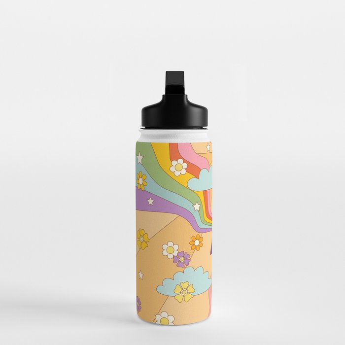 retro hippie boho rainbow print  Water Bottle Gallery Image 3