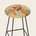 retro hippie boho rainbow print  Stool Gallery Image 2
