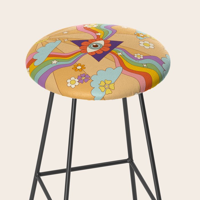 retro hippie boho rainbow print  Stool Gallery Image 2