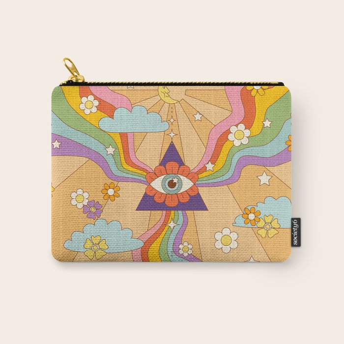 retro hippie boho rainbow print  Carry All Pouch Gallery Image 1