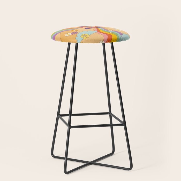 retro hippie boho rainbow print  Stool Gallery Image 1