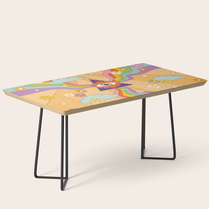 retro hippie boho rainbow print  Coffee Table Gallery Image 1