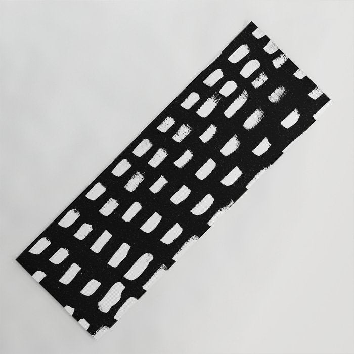Artistic modern black white paint brushstrokes Yoga Mat Gallery Image 1