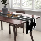 Artistic modern black white paint brushstrokes Table Runner Gallery Image 2