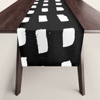 Artistic modern black white paint brushstrokes Table Runner Gallery Image 1