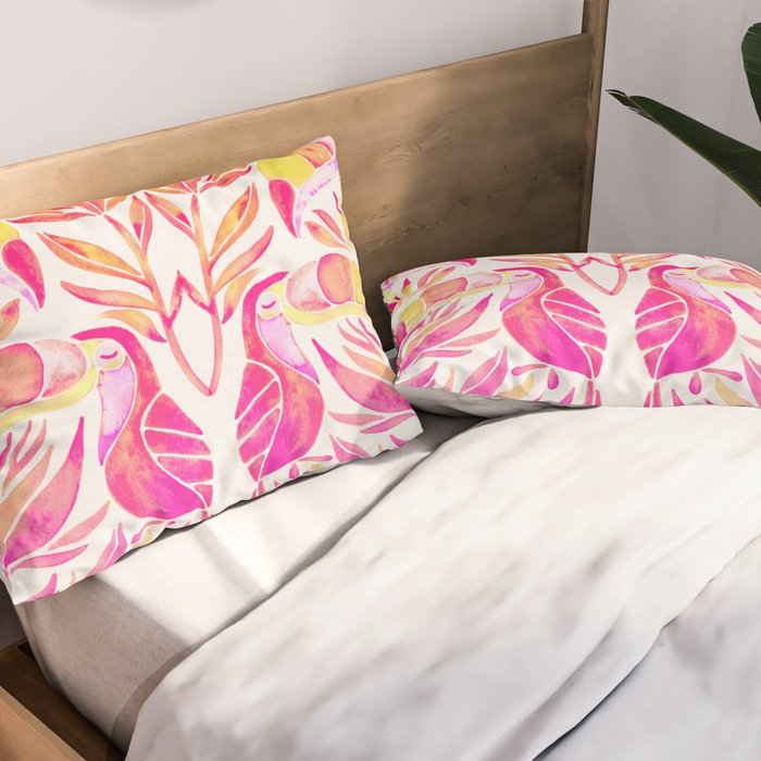 Tropical Toucans - Pink & Melon OmbrÃ© Pillow Sham Gallery Image 2