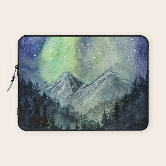 Northern Lights Magic Mountains Laptop Sleeve Gallery Image 1