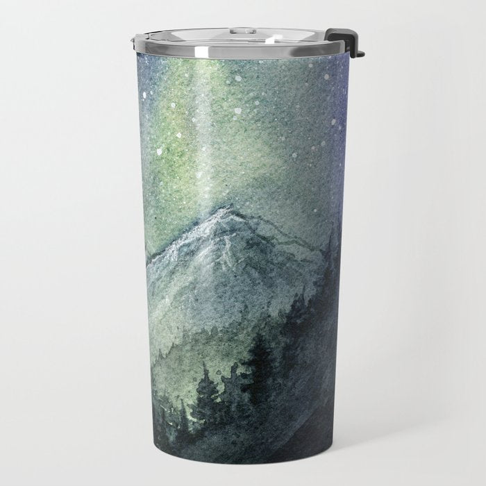 Northern Lights Magic Mountains Travel Mug Gallery Image 2